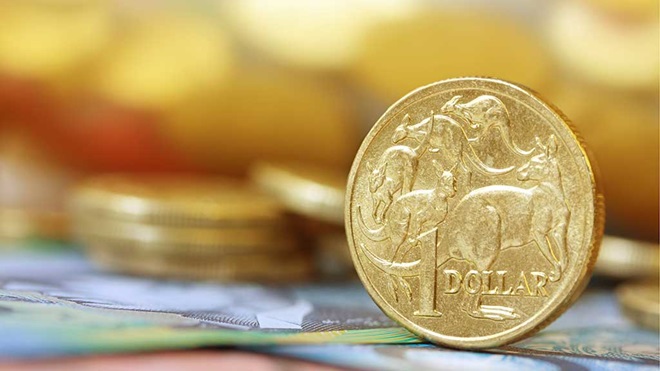 australian dollar coin and currency closeup
